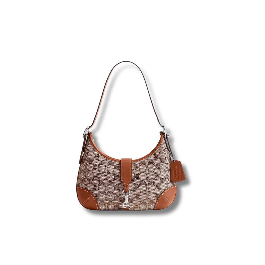Hamptons Hobo Bag In Crystal Signature Jacquard